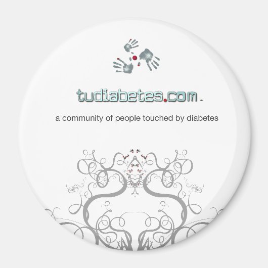 TuDiabetes.com ronde magneet |Witte lijn| (Voorkant)