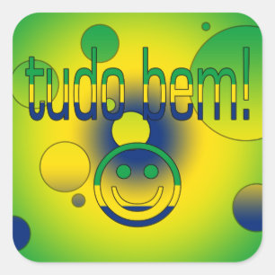 Tudo Bem. Brazilië Vlagkleuren Pop Art Vierkante Sticker