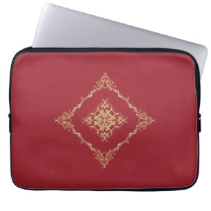 Tudor Geïnspireerd goud en rood Fractal 13 inch Laptop Sleeve