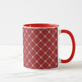 Tudor Red en Gold Criss Cross Pattern Mok