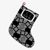 Tudor Roos Damask (White) (Monogram) Grote Kerstsok (Voorkant (Hangend))