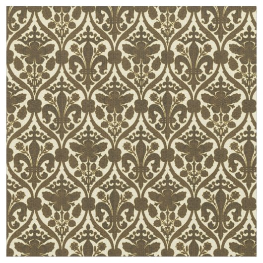 Tudor Roos & Fleur De-Lis Pattern Stof (Close Up)