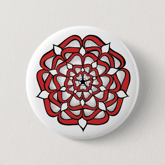 Tudor Roos Mandala Red Ronde Button 5,7 Cm (Voorkant)
