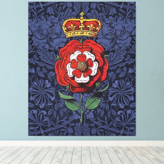 Tudor Roos Rood en Wit Canvas Afdruk (Insitu (Houten vloer))