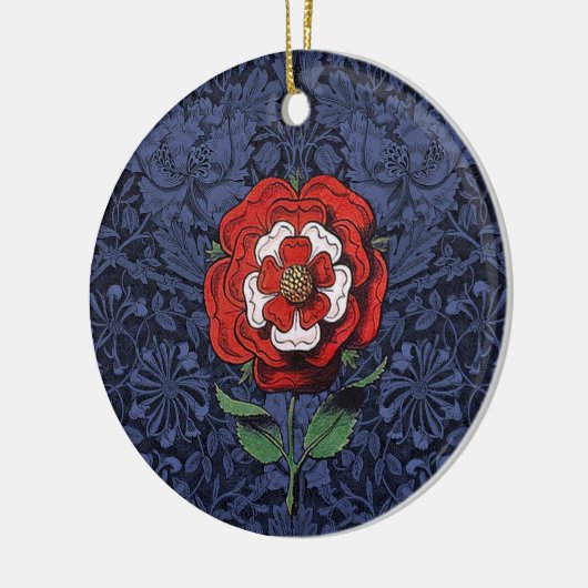 Tudor Roos Rood en Wit Keramisch Ornament (Links)