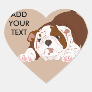 Tuff Pup Playful Bulldog Puppy Hart Sticker