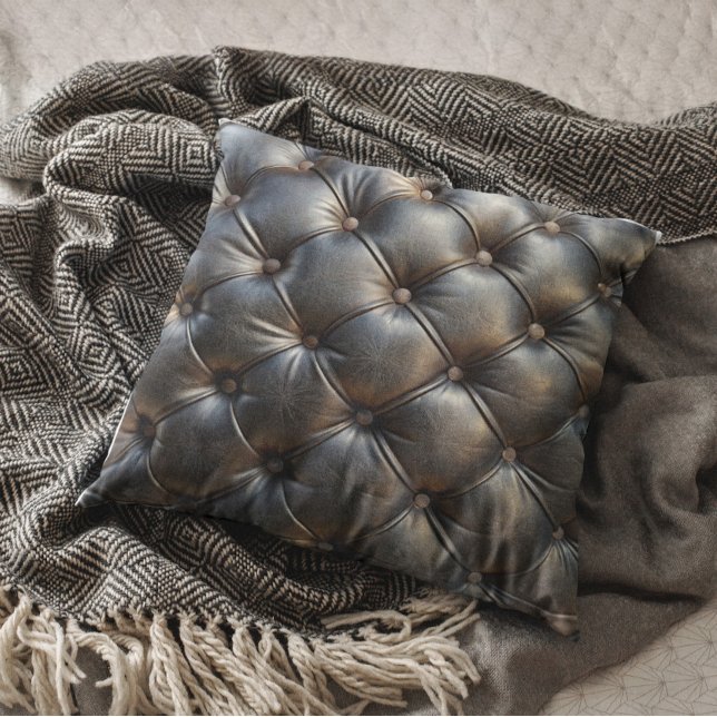 Tufted Black Faux Leather Pattern Kussen (Creator heeft geüpload)