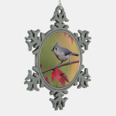 Tufted Titmice Tin Sneeuwvlok Ornament (Links)