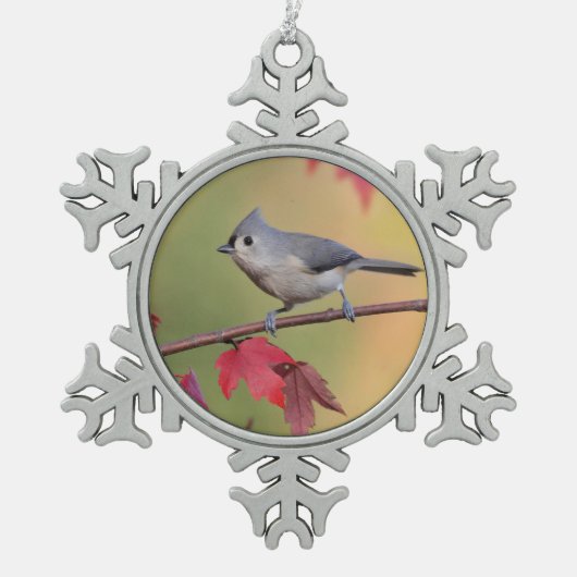 Tufted Titmice Tin Sneeuwvlok Ornament (Voorkant)