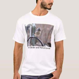 Tufted Titmouse on Planter Hook, ik ben een Birder T-shirt