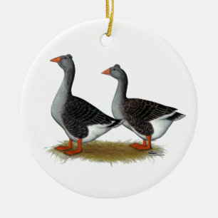 Tufted Toulouse Geese Keramisch Ornament