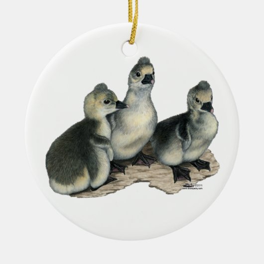 Tufted Toulouse Goslings Keramisch Ornament (Voorkant)