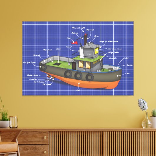 Tug Boat Canvas Afdruk (Insitu (Woonkamer))