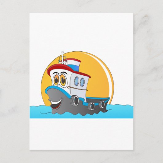 Tug Boat-Cartoon Briefkaart (Voorkant)