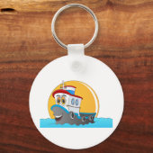 Tug Boat-Cartoon Sleutelhanger (Voorkant)