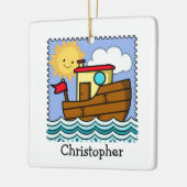 Tug Boat - Gepersonaliseerd Keramisch Ornament (Links)