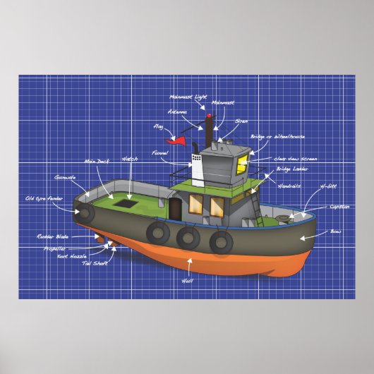 Tug Boat Poster (Voorkant)