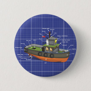 Tug Boat Ronde Button 5,7 Cm