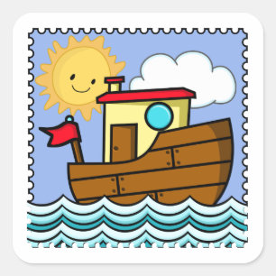 Tug Boat Sunny Day Vierkante Sticker