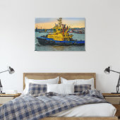 Tugboat sailing at river, montevideo, uruguay canvas afdruk (Insitu (Slaapkamer))