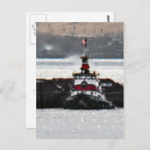 Tugboot op een mousserende rivier briefkaart (Voorkant / Achterkant)