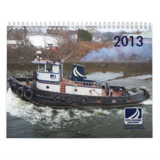 Tugboten en vrachtwagens van de NYS Marine Highway Kalender