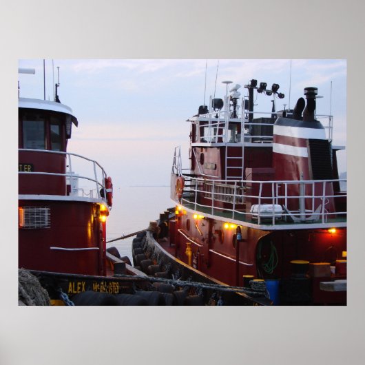 Tugs in de haven van poster (Voorkant)