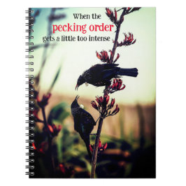 Tui vogels vechten op vlas notitieboek