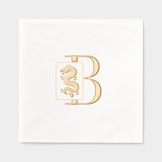 Tuile de dragon Mahjong sur monogramme initial uni (Recto)