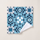 Tuile, indigo, bleu de ciel et blanc marocains (Gant de toilette)