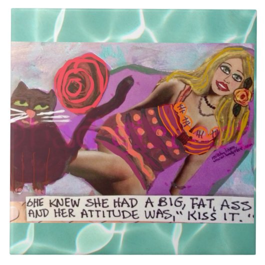 Tuile trivet-mur céramique carreaux d'art qu'elle (Devant)