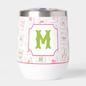 Tuiles de Mahjong à Monogramme avec Ruban Rose et (Avant)