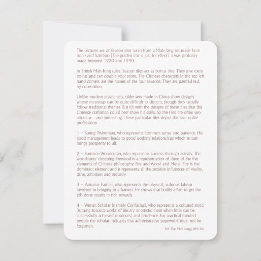 Tuiles de saison - carte explicative (Dos)