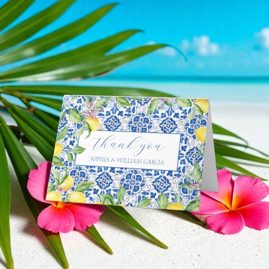 Tuiles portugaises Lemons Floral Mariage Merci