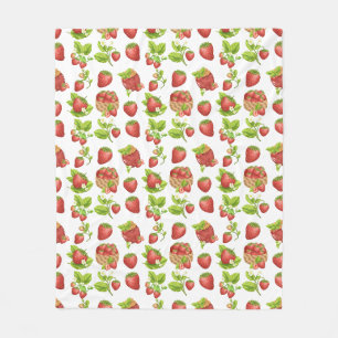 Tuin Aardbeien en Aardbeienjam Fleece Deken