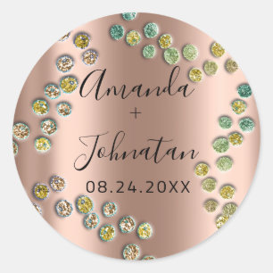 Tuin Abstracte Stippen Naam Datum Zwarte Roos Ronde Sticker