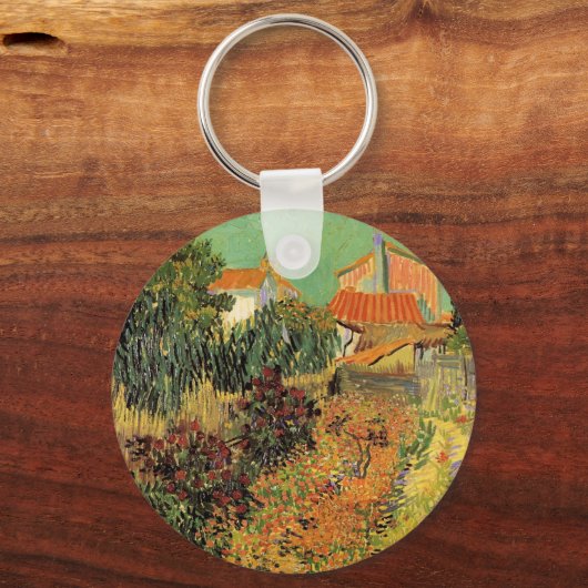 Tuin achter een huis door Vincent van Gogh Sleutelhanger (Voorkant)