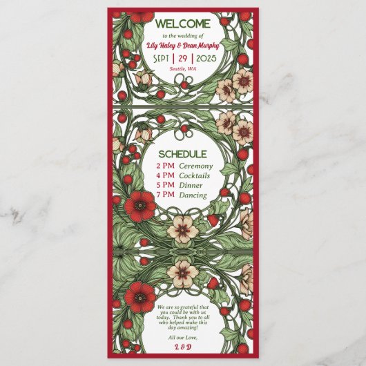 tuin art nouveau bruiloft programma (Voorkant)