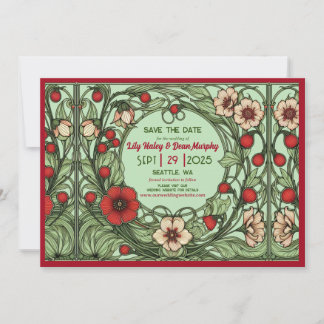  tuin art nouveau bruiloft save the date