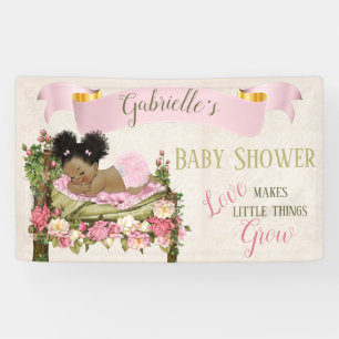 Tuin Baby Shower Meisje Slapend Bed van Rozen Spandoek