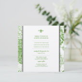 Tuin Bee Groen Toile Bruiloft Uitnodiging (Staand voorkant)