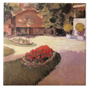Tuin bij Yerres, fijnschilderkunst, Tegeltje