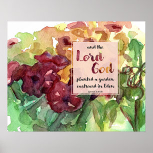 Tuin Bijbeltekst Genesis Petunia Bloemen Poster