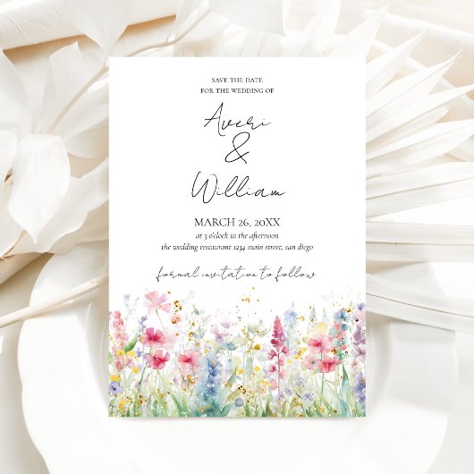 Tuin Bloem Aquarel Moderne Boho Huwelijk Save The Date