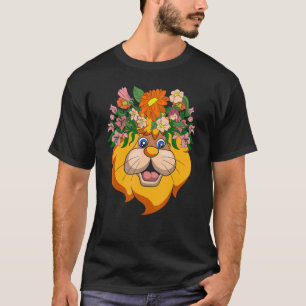 Tuin Bloemen Afrika Safari Dier Schattige Leeuw T-shirt