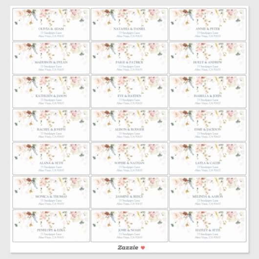 Tuin Bloemen Aquarel Gastadres Sticker (Vel)