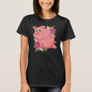 Tuin Bloemen Boerderij Dier Boer Schattig Biggetje T-shirt