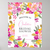 Tuin bloemige waterverf vrijgezellenfeest welkom poster (Voorkant)