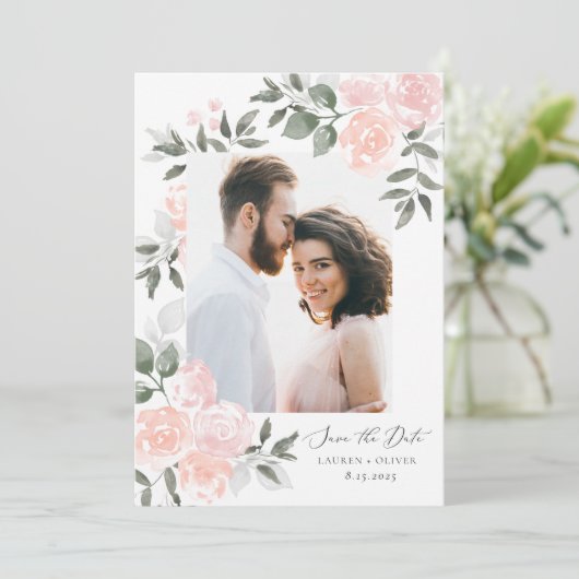 Tuin Blooms Bewaar de datum Dank u kaart (Staand voorkant)