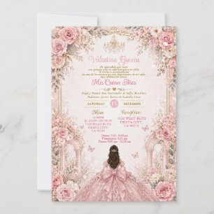 Tuin Blozen Roze Bloemige Quinceañera Uitnodiging